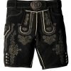 Embroidered Trachten Lederhosen in Timeless Charcoal Shade